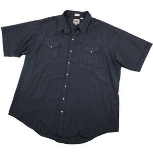 Ely Cattleman Men's Western Pearl Snap Shirt Sz 3XLT Short Sleeve Embroidered